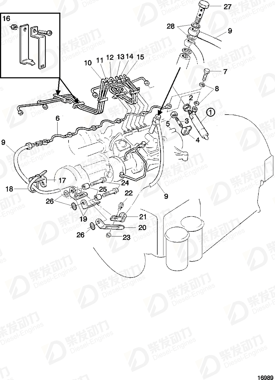 VOLVO Fuel pipe 3979082 Drawing